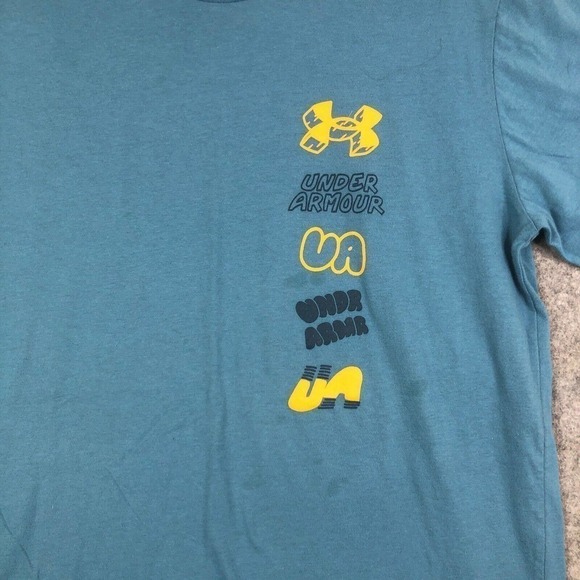 Under Armour UA Shirt Mens Medium Heatgear Multi Logo Tee Scribble 1366420 - Picture 2 of 9